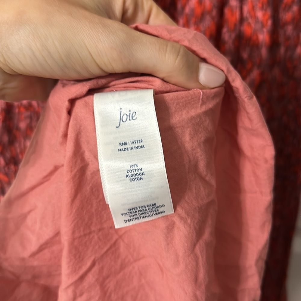 Joie Red Tea Rose Printed Bondi Tiered Cotton Summer Boho Midi Dress - Picture 6 of 6